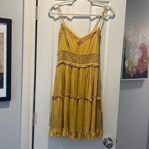 Boho mustard colored dress!  Perfect for a beach getaway or a summer night out.